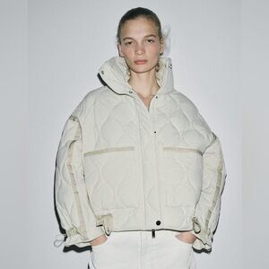 Zara Off-White Quilted Puffer Jacket
